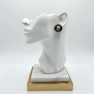 Chic Gold and Black Lion Stud Earrings